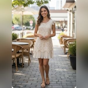 Elegant Jolie Moi Ivory Crochet Lace Dress New With Tag Sz 14